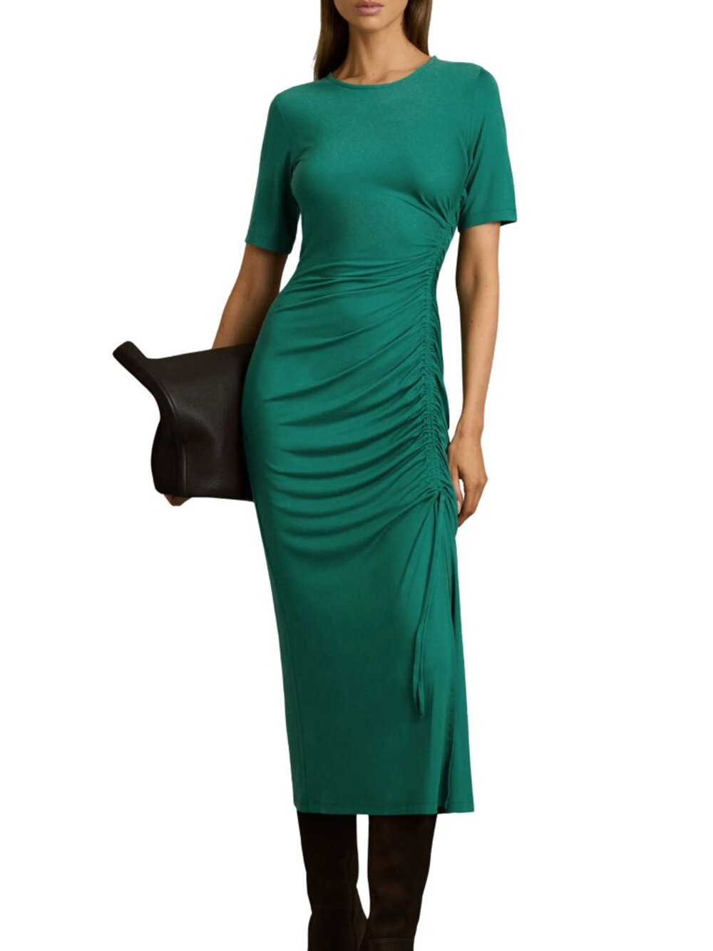 Reiss Rose Ruched Short Sleeve Jersey Maxi Dress - Size US 6/ UK 10 NWT